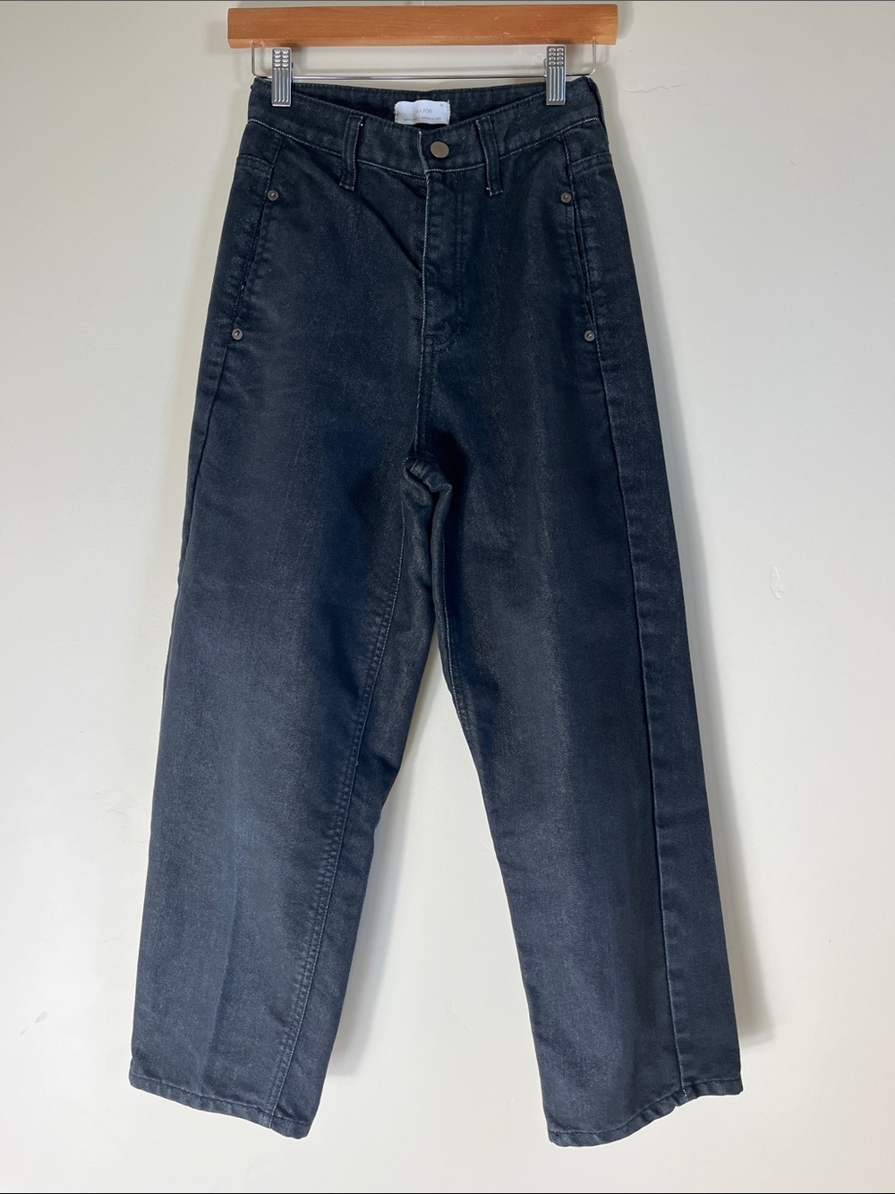 OAK + FORT Washed Black Barrel-Leg Jeans